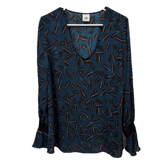 CAbi style 3763 shadow leaf blouse long sleeve size L Bell Sleeves Design - Picture 2 of 8